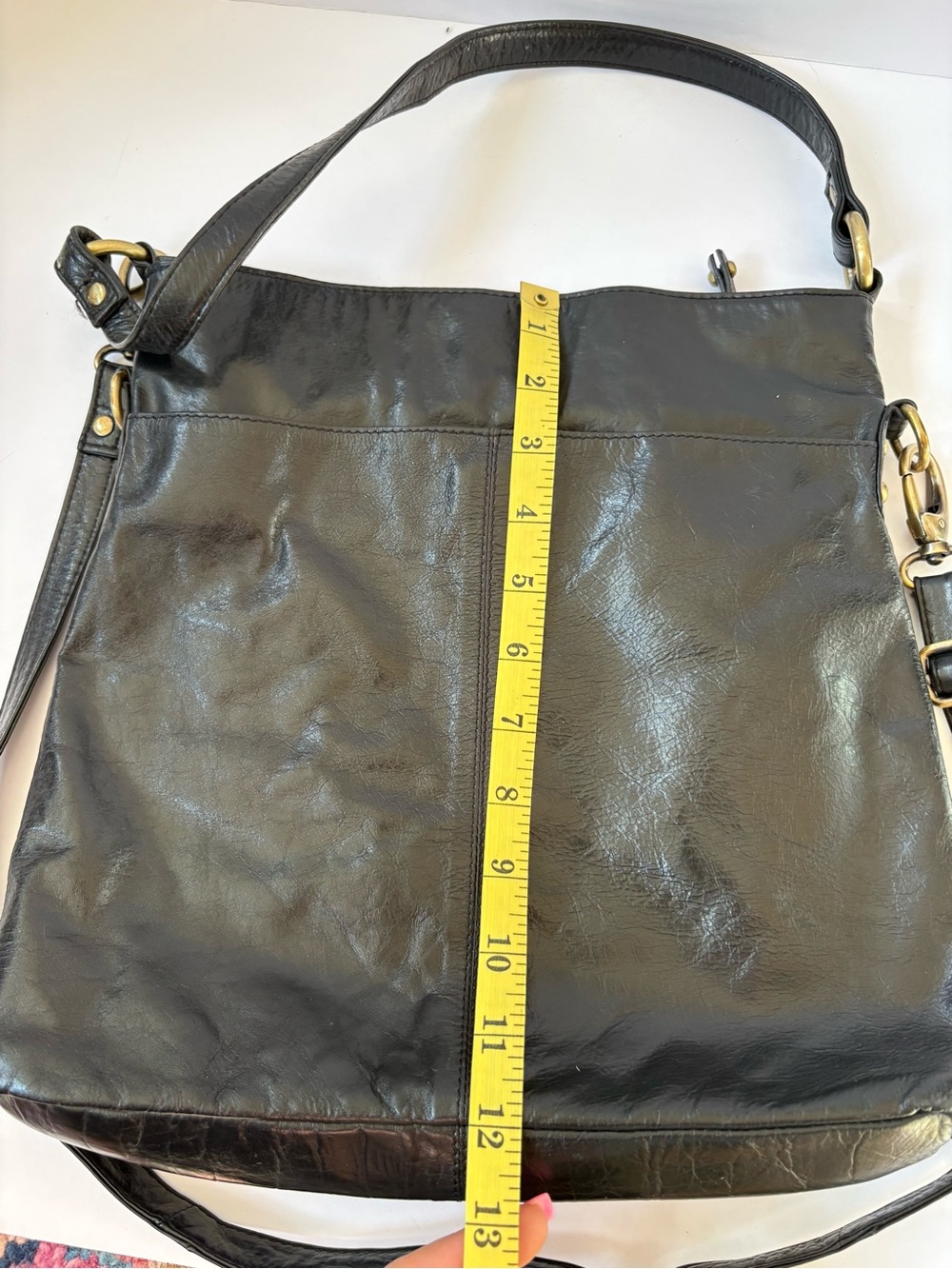 Latico Crossbody Messenger Purse Patent Leather Black Pocket Career Academia - Picture 6 of 6